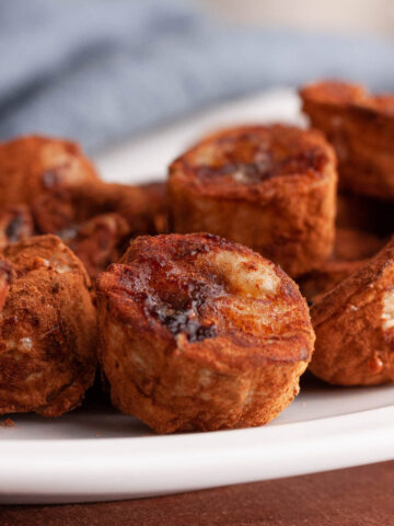 side image of air fryer bananas ready for serving